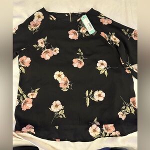 NWT Papermoon Floral Black Women's Top Size XL